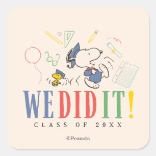 Pinda's Snoopy Woodstock We Hebben Het Gedaan Afst Vierkante Sticker