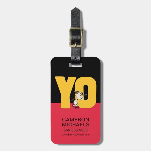 pinda's | Snoopy YO Skateboard Bagagelabel (Voorkant verticaal)
