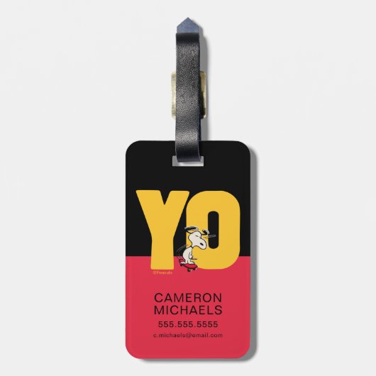 pinda's | Snoopy YO Skateboard Bagagelabel (Achterkant verticaal)