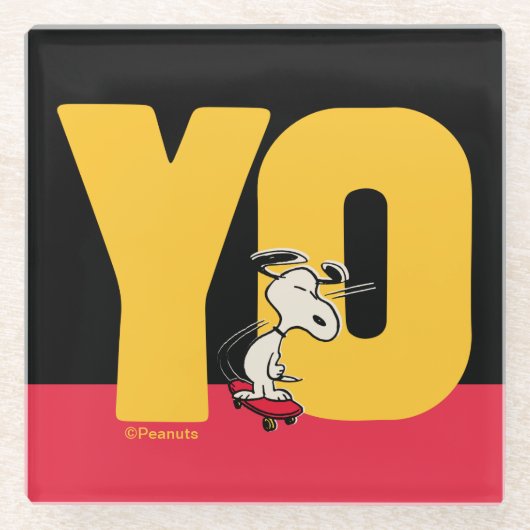 pinda's | Snoopy YO Skateboard Glazen Onderzetter (Voorkant)