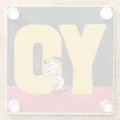 pinda's | Snoopy YO Skateboard Glazen Onderzetter (Achterkant)
