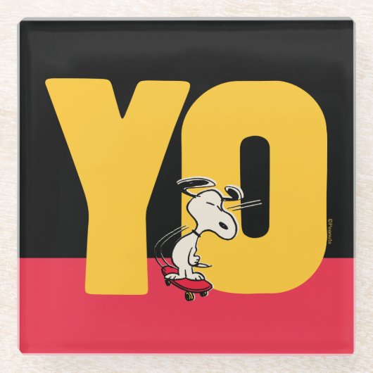 pinda's | Snoopy YO Skateboard Glazen Onderzetter (Voorkant)