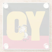 pinda's | Snoopy YO Skateboard Glazen Onderzetter (Achterkant)