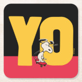 pinda's | Snoopy YO Skateboard Kartonnen Onderzetters (Voorkant)