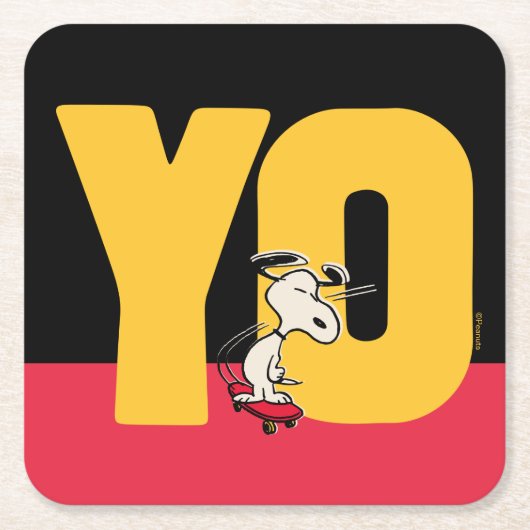 pinda's | Snoopy YO Skateboard Kartonnen Onderzetters (Voorkant)