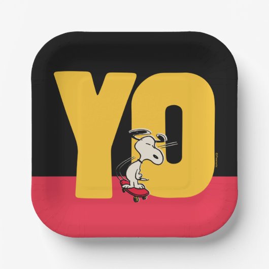 pinda's | Snoopy YO Skateboard Papieren Bordje (Voorkant)