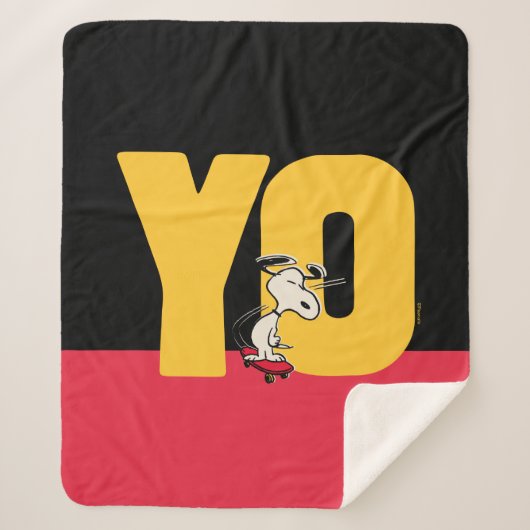 pinda's | Snoopy YO Skateboard Sherpa Deken (Voorkant)
