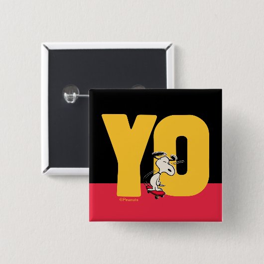 pinda's | Snoopy YO Skateboard Vierkante Button 5,1 Cm (Voorkant /achterkant)