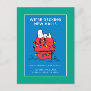 Pinda's   Snoopy's Hondenhok Met Lichtjes Feestdagenkaart