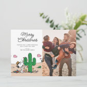 Pinda's | Spike versiert de kerstboom Feestdagenkaart (Staand voorkant)