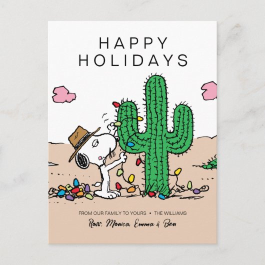 Pinda's | Spike versiert de kerstboom Feestdagenkaart (Voorkant)