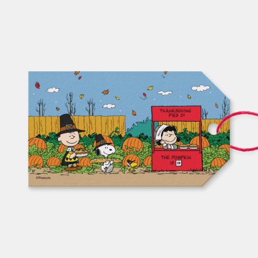 pinda's | Thanksgiving Charlie Brown | Naam toevoe Cadeaulabel (Voorkant (Horizontaal))