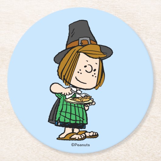 pinda's | Thanksgiving Peppermint Patty Ronde Kartonnen Onderzetter (Voorkant)