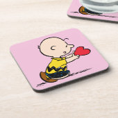 pinda's | Valentijnsdag Charlie Brown Red Heart Bier Onderzetter (Linkerzijde)