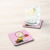 pinda's | Valentijnsdag Charlie Brown Red Heart Bier Onderzetter (Rechterzijde)