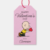 pinda's | Valentijnsdag Charlie Brown Red Heart Cadeaulabel (Voorkant)