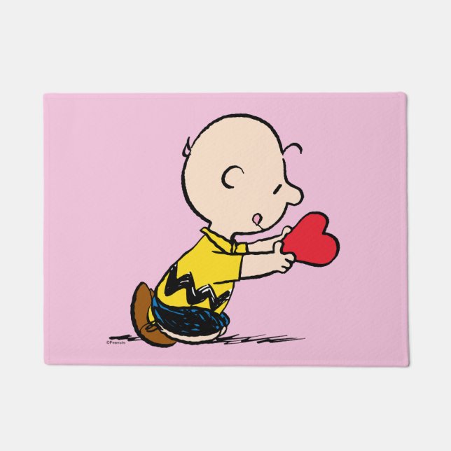 pinda's | Valentijnsdag Charlie Brown Red Heart Deurmat (Voorkant)