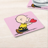 pinda's | Valentijnsdag Charlie Brown Red Heart Kartonnen Onderzetters (Schuin)