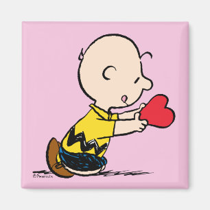 pinda's   Valentijnsdag Charlie Brown Red Heart Magneet