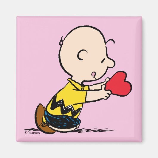 pinda's | Valentijnsdag Charlie Brown Red Heart Magneet (Voorkant)