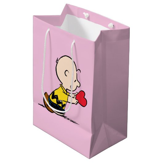 pinda's | Valentijnsdag Charlie Brown Red Heart Medium Cadeauzakje (Voorkant Gekanteld)