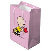 pinda's | Valentijnsdag Charlie Brown Red Heart Medium Cadeauzakje (Achterkant Gekanteld)