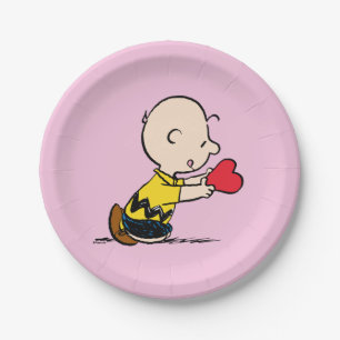 pinda's Valentijnsdag Charlie Brown Red Heart Papieren Bordje