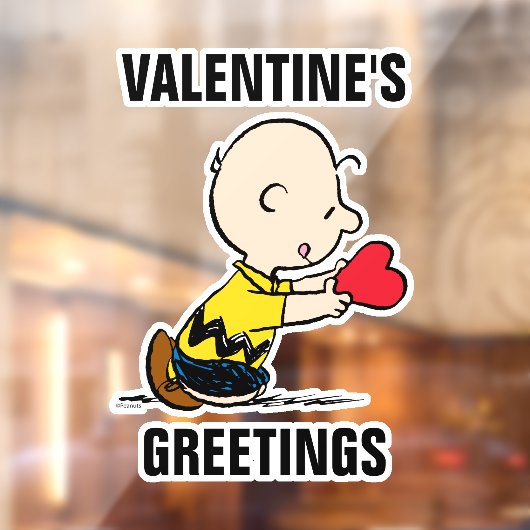 pinda's | Valentijnsdag Charlie Brown Red Heart Raamsticker (Vel 2)