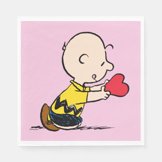 pinda's | Valentijnsdag Charlie Brown Red Heart Servet (Voorkant)