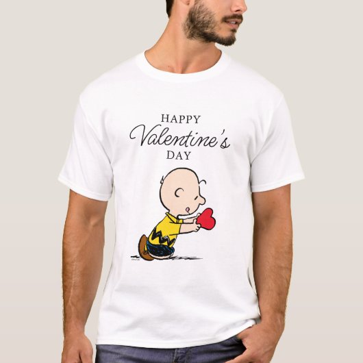 pinda's | Valentijnsdag Charlie Brown Red Heart T-shirt (Voorkant)