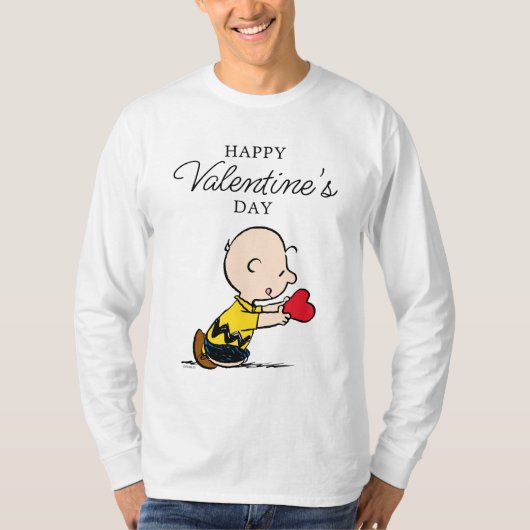 pinda's | Valentijnsdag Charlie Brown Red Heart T-shirt (Voorkant)