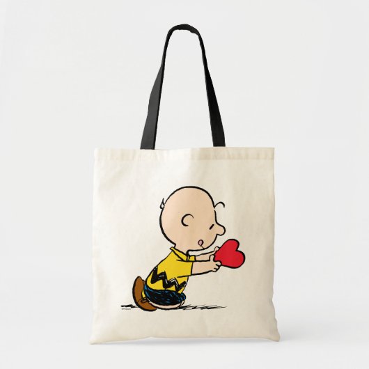 pinda's | Valentijnsdag Charlie Brown Red Heart Tote Bag (Voorkant)