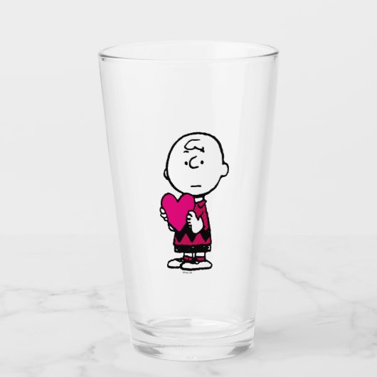 pinda's | VALENTIJNSDAG | Heart Charlie Brown Glas (Voorkant)