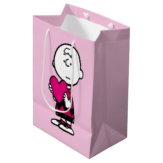 pinda's | VALENTIJNSDAG | Heart Charlie Brown Medium Cadeauzakje (Voorkant Gekanteld)