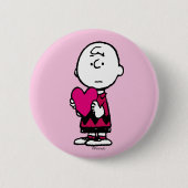 pinda's | VALENTIJNSDAG | Heart Charlie Brown Ronde Button 5,7 Cm (Voorkant)