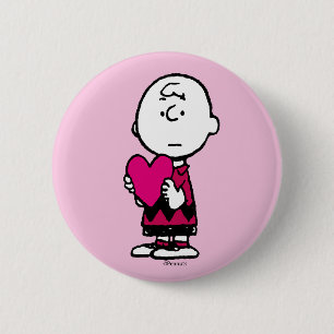 pinda's VALENTIJNSDAG Heart Charlie Brown Ronde Button 5,7 Cm