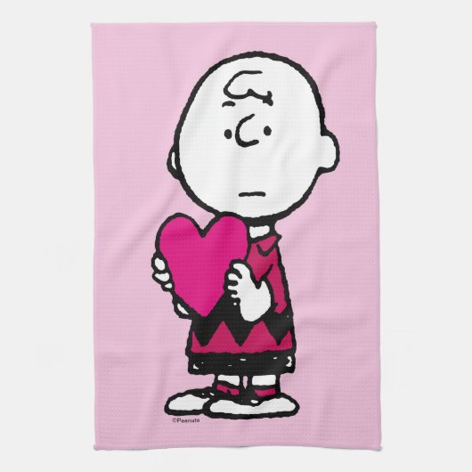 pinda's | VALENTIJNSDAG | Heart Charlie Brown Theedoek (Verticaal)