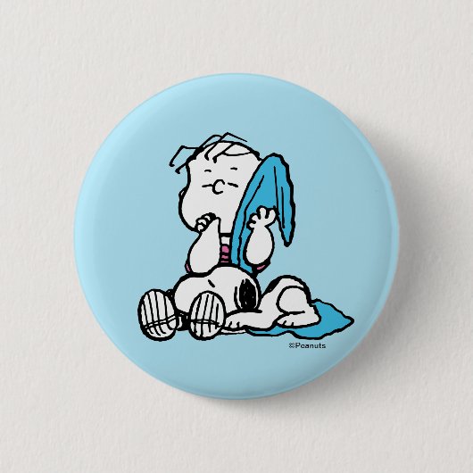pinda's | VALENTIJNSDAG | Linus en Snoopy Ronde Button 5,7 Cm (Voorkant)
