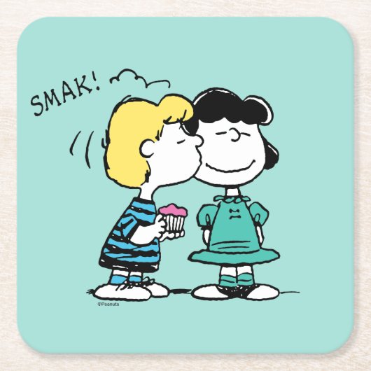 pinda's | VALENTIJNSDAG | Lucy & Schroeder Kiss Kartonnen Onderzetters (Voorkant)