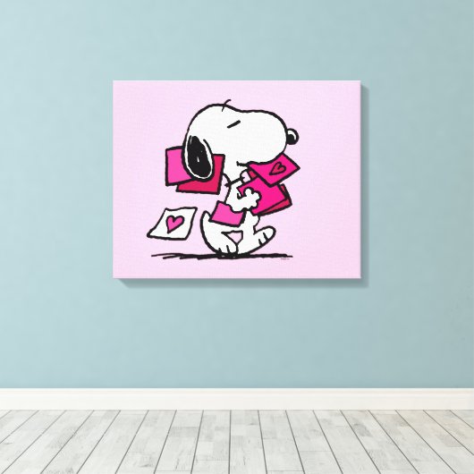 pinda's | VALENTIJNSDAG | Snoopie met Valentijnse Canvas Afdruk (Insitu (Houten vloer))