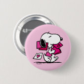 pinda's | VALENTIJNSDAG | Snoopie met Valentijnse  Ronde Button 5,7 Cm (Voorkant /achterkant)