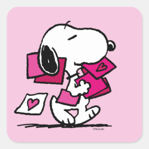 pinda's VALENTIJNSDAG Snoopie met Valentijnse Vierkante Sticker