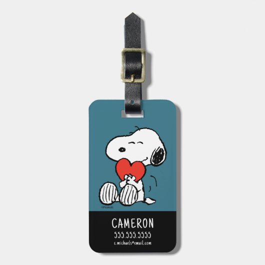 pinda's | VALENTIJNSDAG | Snoopy Heart Hug Bagagelabel (Voorkant verticaal)