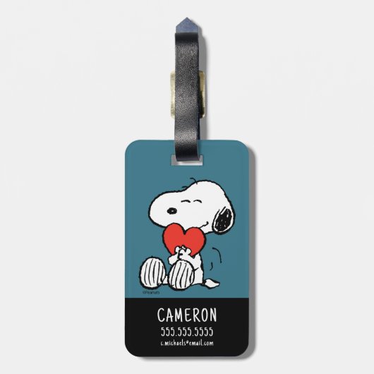 pinda's | VALENTIJNSDAG | Snoopy Heart Hug Bagagelabel (Achterkant verticaal)
