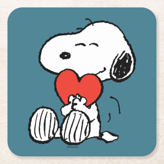 pinda's | VALENTIJNSDAG | Snoopy Heart Hug Kartonnen Onderzetters (Voorkant)
