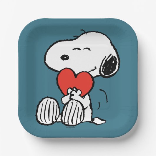 pinda's | VALENTIJNSDAG | Snoopy Heart Hug Papieren Bordje (Voorkant)