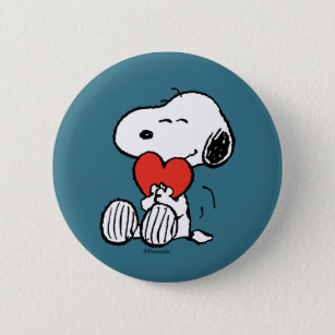 pinda's   VALENTIJNSDAG   Snoopy Heart Hug Ronde Button 5,7 Cm