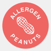 Pinda's Voedselallergie Waarschuwingslabel Ronde Sticker (Voorkant)