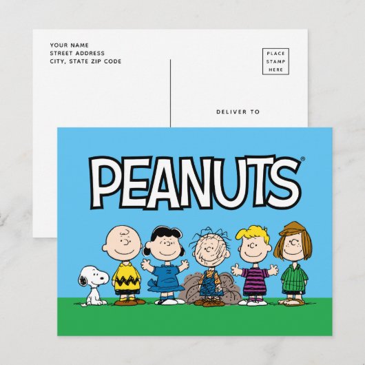 pinda's vrienden op rij briefkaart (Voorkant / Achterkant)