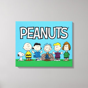 pinda's vrienden op rij canvas afdruk